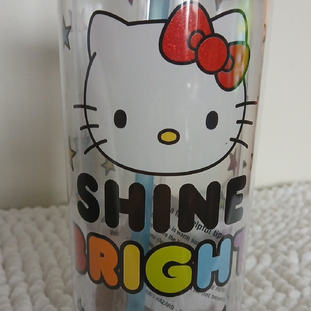 Hello Kitty Colorful Girly SHINE BRIGHT Tumbler with Red Lid and Colorful Stars - Picture 8 of 8